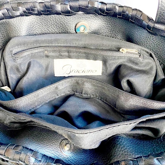 Braciano - Black Vegan Leather Woven Tote - Picture 6 of 9